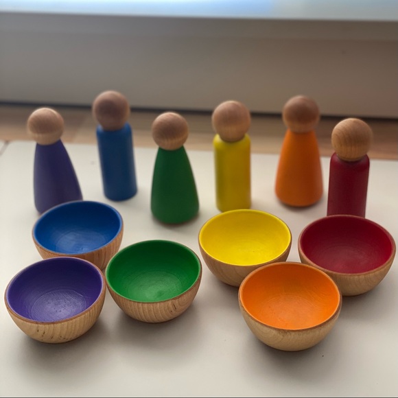 Toddler Rainbow Sensory Play, Montessori Waldorf Wooden Toys - Picture 8 of 10